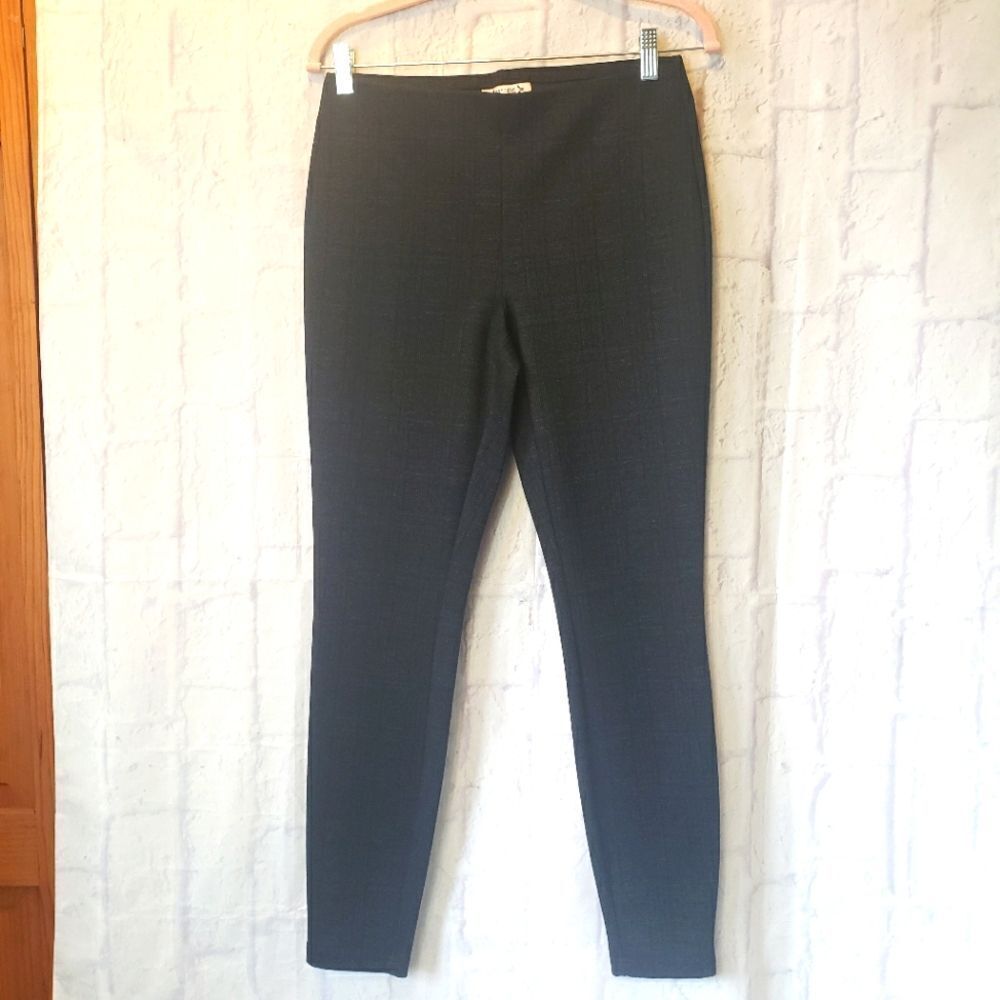 NANETTE LEPORE Plaid Stretch Pull-On Ankle Pants Small Black Gray